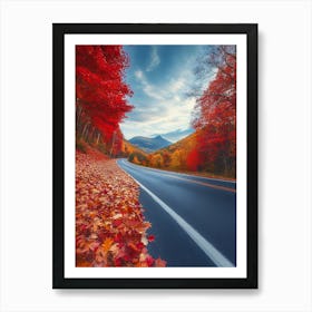 Beautiful Road In Autumn Art Print