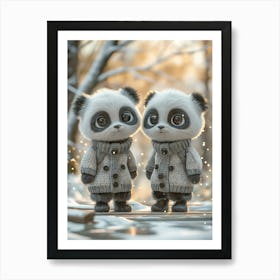 Cute Panda Bears Art Print