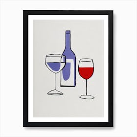 Cabernet Franc Picasso Line Drawing Cocktail Poster Art Print