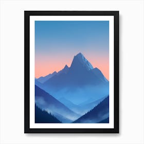 Misty Mountains Vertical Composition In Blue Tone 202 Art Print