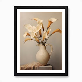 Calla Lily, Autumn Fall Flowers Sitting In A White Vase, Farmhouse Style 4 Art Print