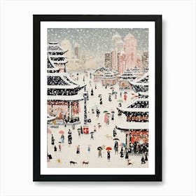 Winter Snow Harbin   China Snow Illustration 2 Art Print