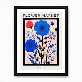 Blue Flower Market Poster Love In A Mist Nigella 6 Art Print