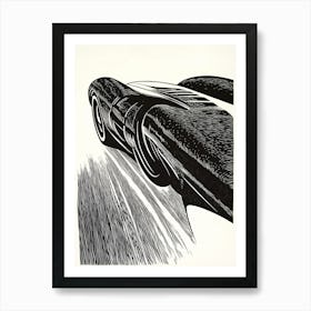 Minimal Car Speed Sketch Art Print