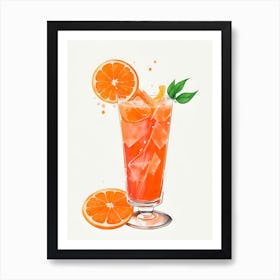 Aperol With Ice And Orange Watercolor Vertical Composition 29 Art Print