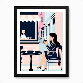 Woman At The Cafe Art Print