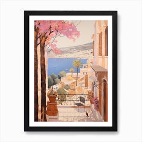 Bodrum Turkey 6 Vintage Pink Travel Illustration Art Print