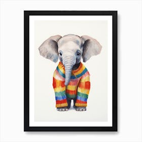 Baby Animal Wearing Sweater Elephant 4 Art Print