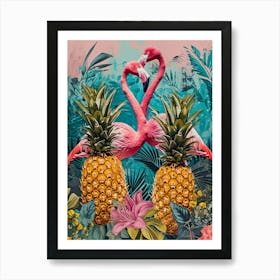 Flamingo & Pineapple Kitsch Collage 2 Art Print