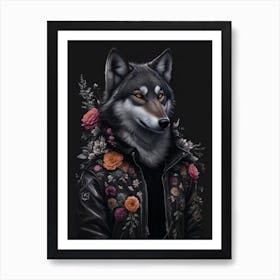 Wolf Wearing Jacket Art Print