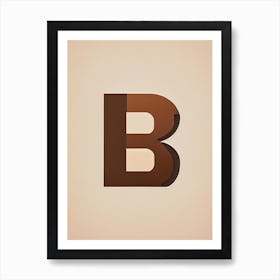 B  Letter, Alphabet Retro Minimal 2 Art Print