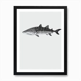Whale Shark Black & White Drawing Art Print
