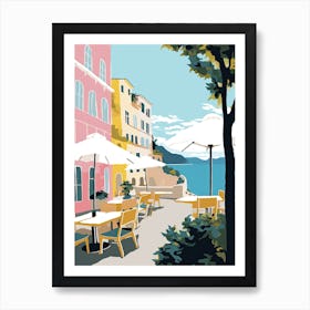 Amalfi, Italy, Flat Pastels Tones Illustration 8 Art Print