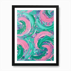 Pink And Green Swirls Art Print