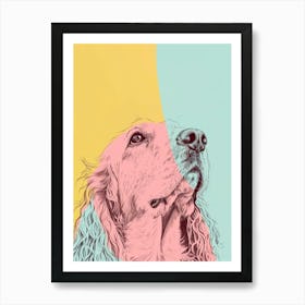 Cocker Spaniel Dog Pastel Line Illustration  2 Art Print