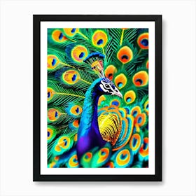 Pavo Real Con Sus Plumas Desplegadas Art Print