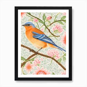 Eastern Bluebird William Morris Style Bird Art Print