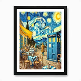 Tardis On The Terrace At Arles - Van Gogh inspired Art Print 2 Art Print