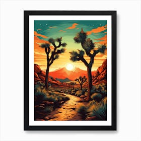 Joshua Tree At Sunset In South Western Style 3 Art Print