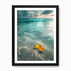 Autumn Leaf On The Beach Art Print