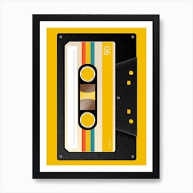 Cassette Tape On A Yellow Background Art Print