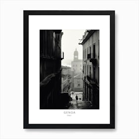 Poster Of Genoa, Italy, Black And White Analogue Photography 4 Art Print