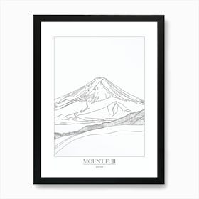 Mount Fuji Japan Line Drawing 6 Poster Art Print