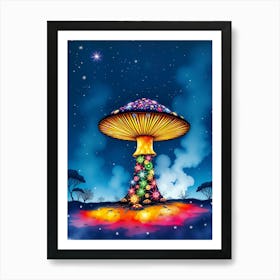 Mushroom In The Night Sky 1 Art Print