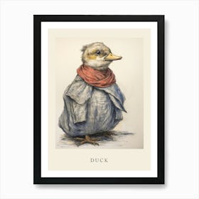 Beatrix Potter Inspired  Animal Watercolour Duck 1 Art Print