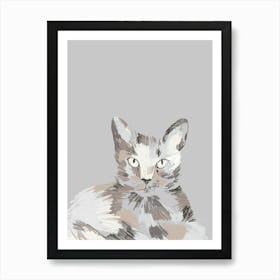 Cat Portrait Gray Art Print