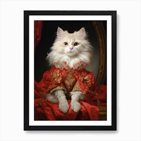 Cat In Red Medieval Clothing 3 Art Print