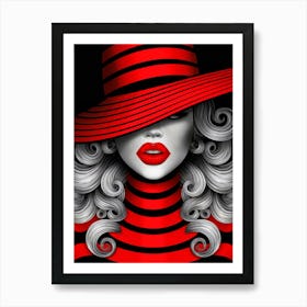 Woman In Red Hat Art Print