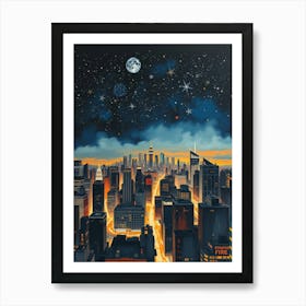 New York City At Night 3 Art Print