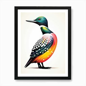 Colourful Geometric Bird Loon 2 Art Print