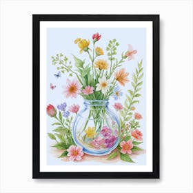 Watercolor Colorful Flowers Art Print