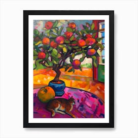 Magnolia With A Cat 3 Fauvist Style Painting Art Print