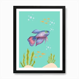 Watercolor Betta Fish Art Print