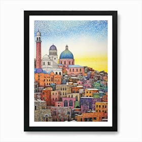 Tacoma Museum District Pointillism 28 Art Print