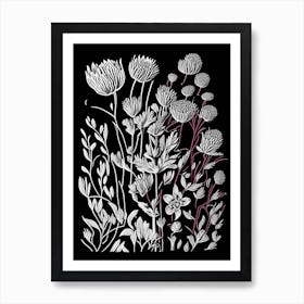Red Clover Wildflower Linocut Art Print