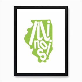 Illinois State Typograpy Art Print