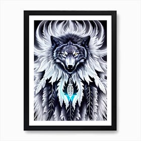 Wolf With Feathers 3 Art Print