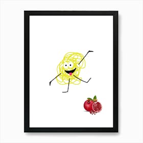 Pomegranate.A work of art. Children's rooms. Nursery. A simple, expressive and educational artistic style. Art Print