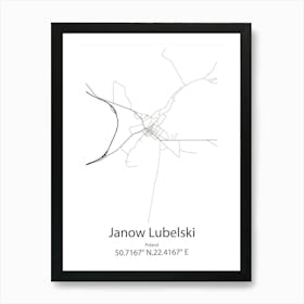 Janow Lubelski,Poland Minimalist Map Póster