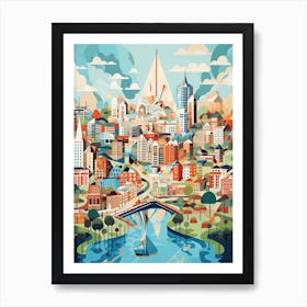 The Hague, Netherlands, Geometric Illustration 4 Art Print