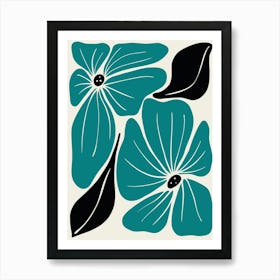 Teal Flowers Art Print