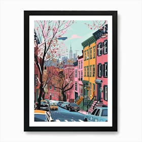 Greenwich Village New York Colourful Silkscreen Illustration 4 Art Print