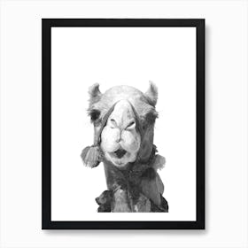 Black and White Camel Watercolor Effect Art Print