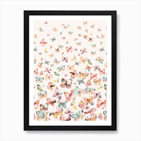 Watercolour Butterflies Gradation Rustic Art Print