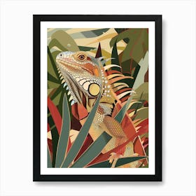 Brown Cuban Iguana Abstract Modern Illustration 3 Art Print