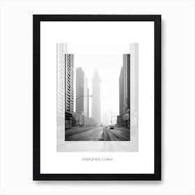 Poster Of Shenzhen, China, Black And White Old Photo 1 Art Print